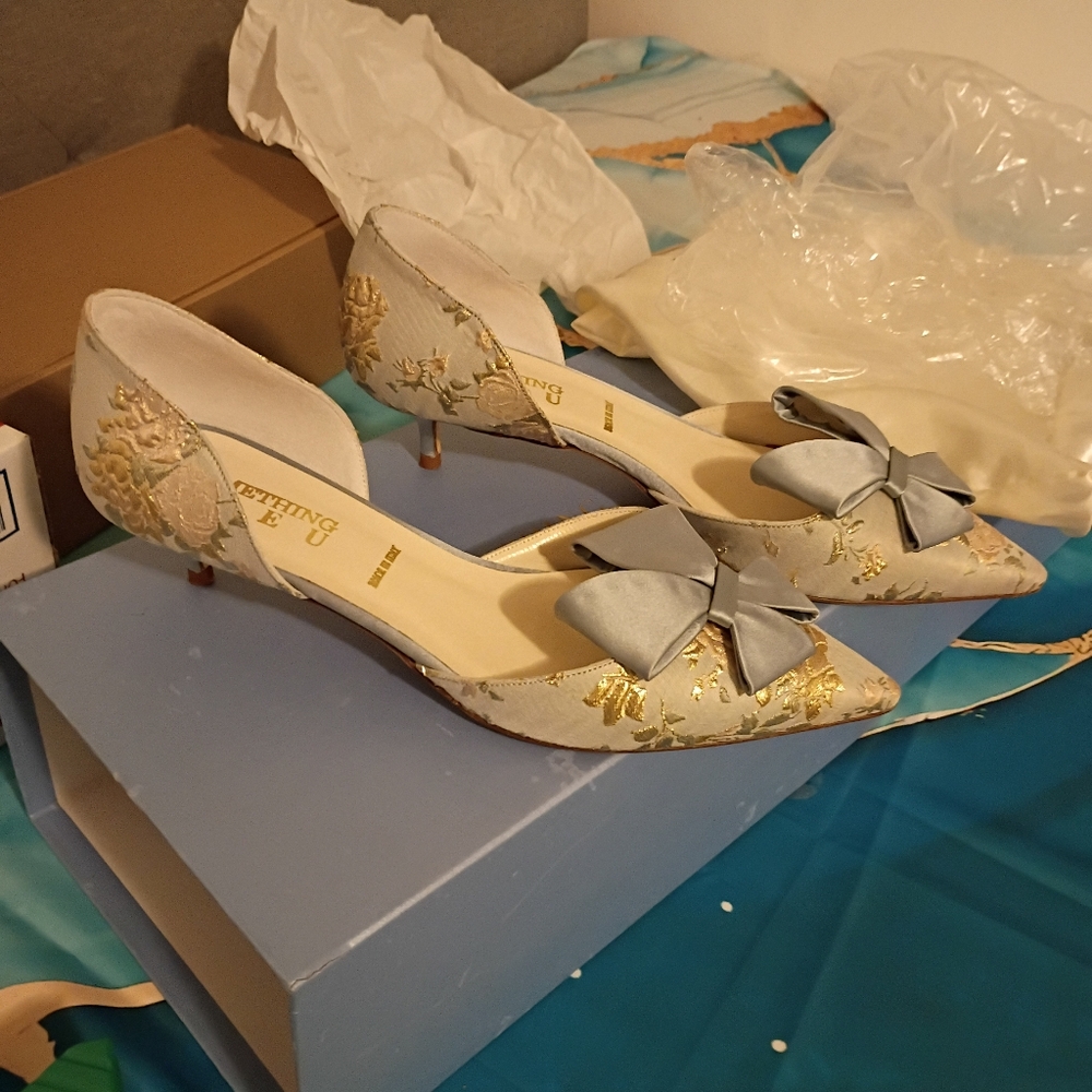 Gold and Blue Heels